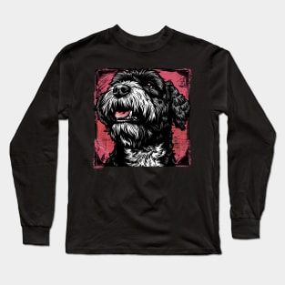 Retro Art Black Russian Terrier Dog Lover Long Sleeve T-Shirt